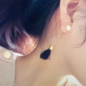 Rhinestone Long tassel dangle earrings